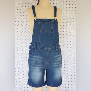 Denim overall shorts